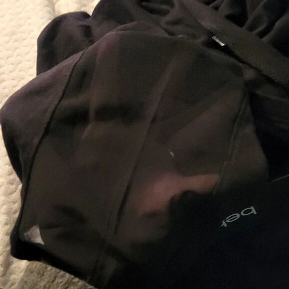 Bebe Sport Ladies Sz Large Black Short Sleeve Logo Shirt with Mesh Panel Sleeves - Picture 6 of 6